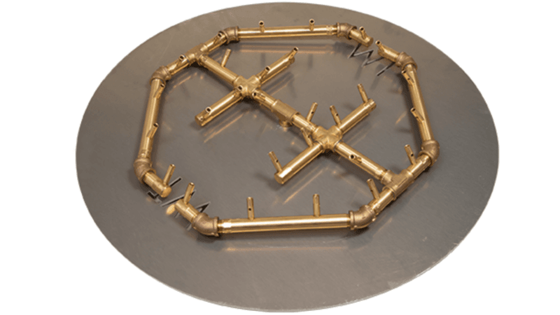 Circular Octagonal Crossfire by Warming Trends Brass Fire Pit Insert Kits - Electronic Ignition