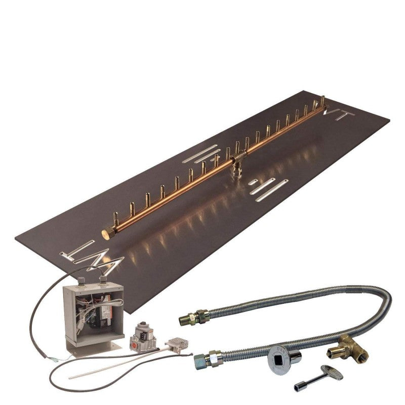 Linear Crossfire by Warming Trends Brass Fire Pit Insert Kits - Electronic Ignition